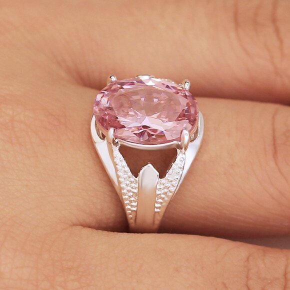 🔥 Oval Light Pink Lovely 925 Silver Ring for Women, VIP104 - Picture 1 of 5
